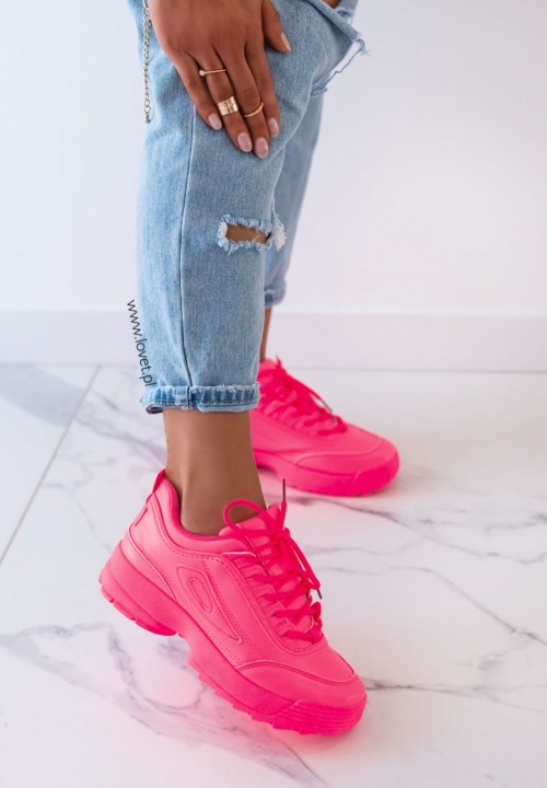 Trampki Sportowe Sneakersy Neonowy Różowy Libby