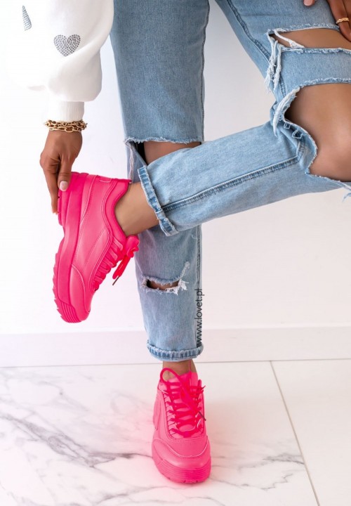 Trampki Sportowe Sneakersy Neonowy Różowy Libby
