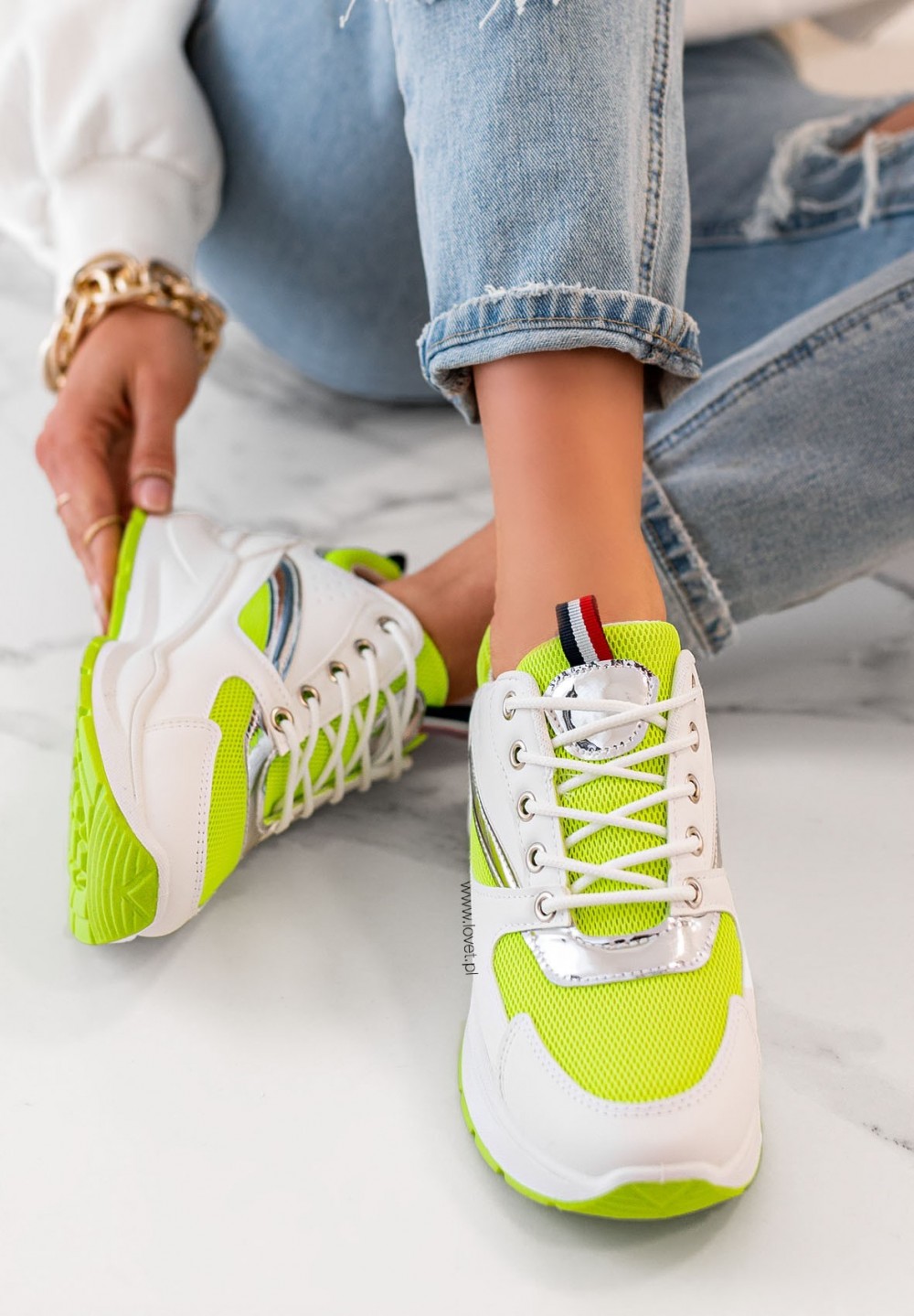 Trampki Sneakersy Sznurowane Zielone Neon Rita