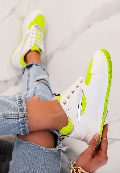Trampki Sneakersy Sznurowane Zielone Neon Rita