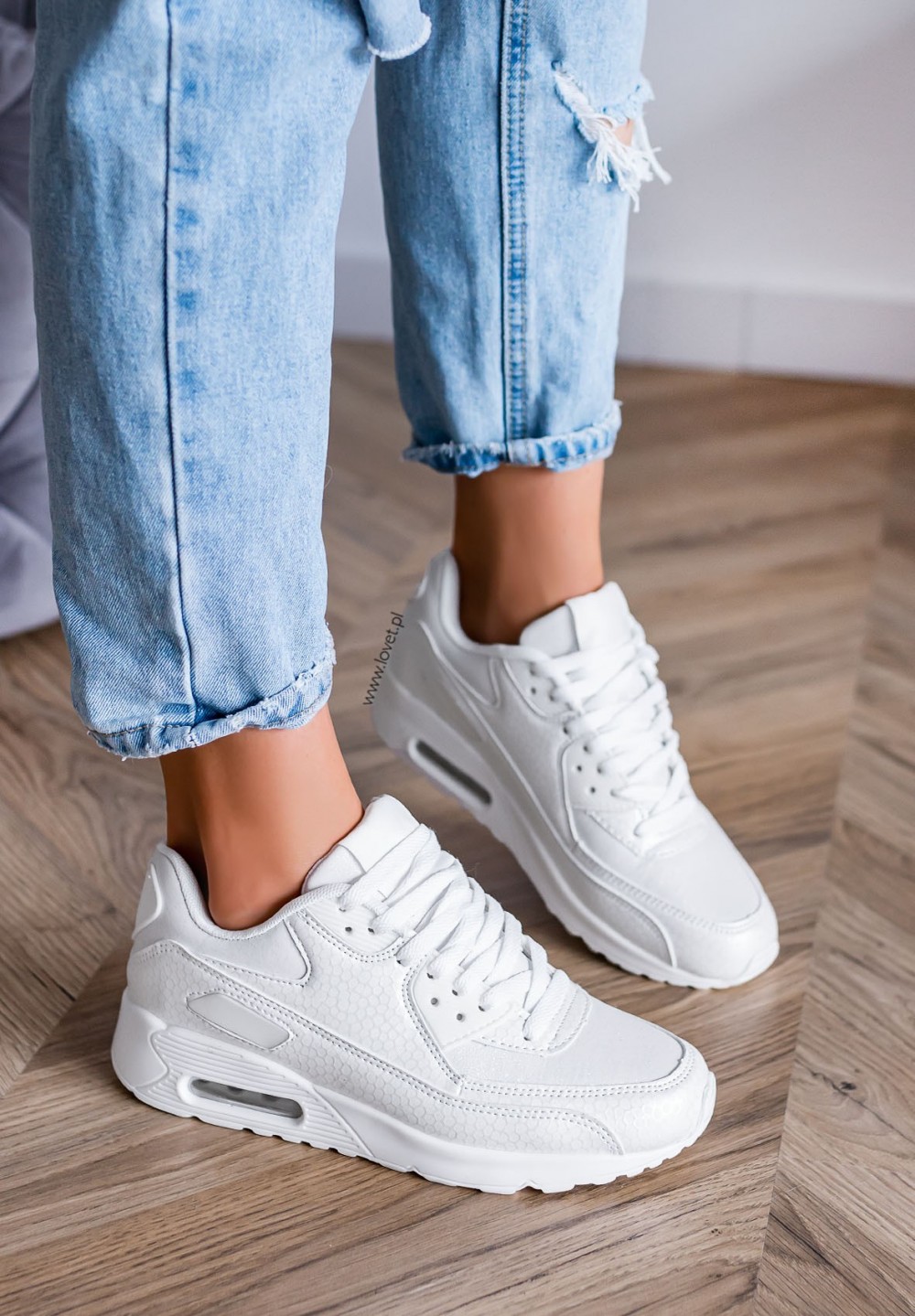 Trampki Sneakersy Sznurowane Białe Evian