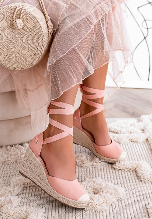 Sandały Espadryle Koturny Różowe Maddie
