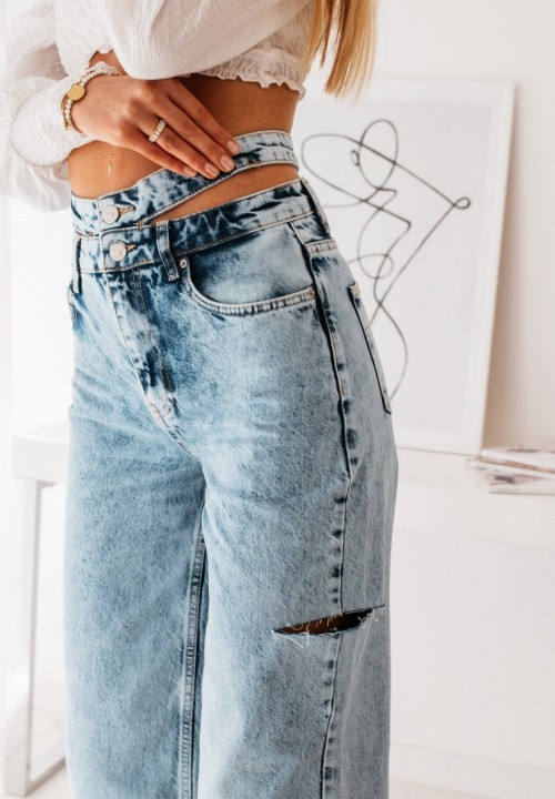 Spodnie Jeansowe z Podwójnym Zapięciem Niebieskie Bonni