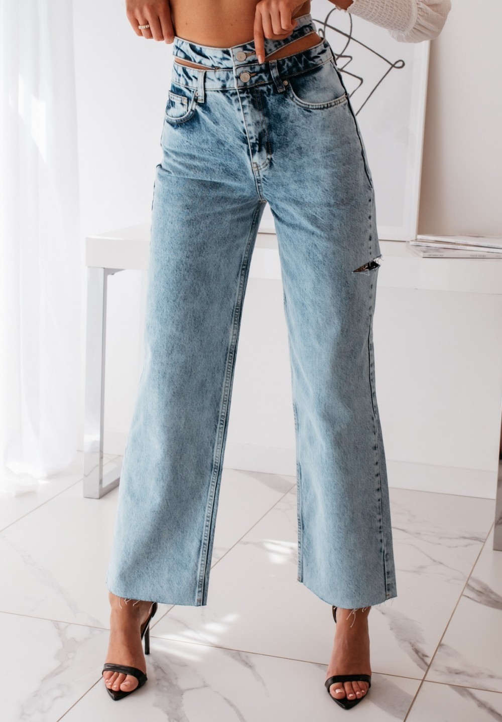 Spodnie Jeansowe z Podwójnym Zapięciem Niebieskie Bonni