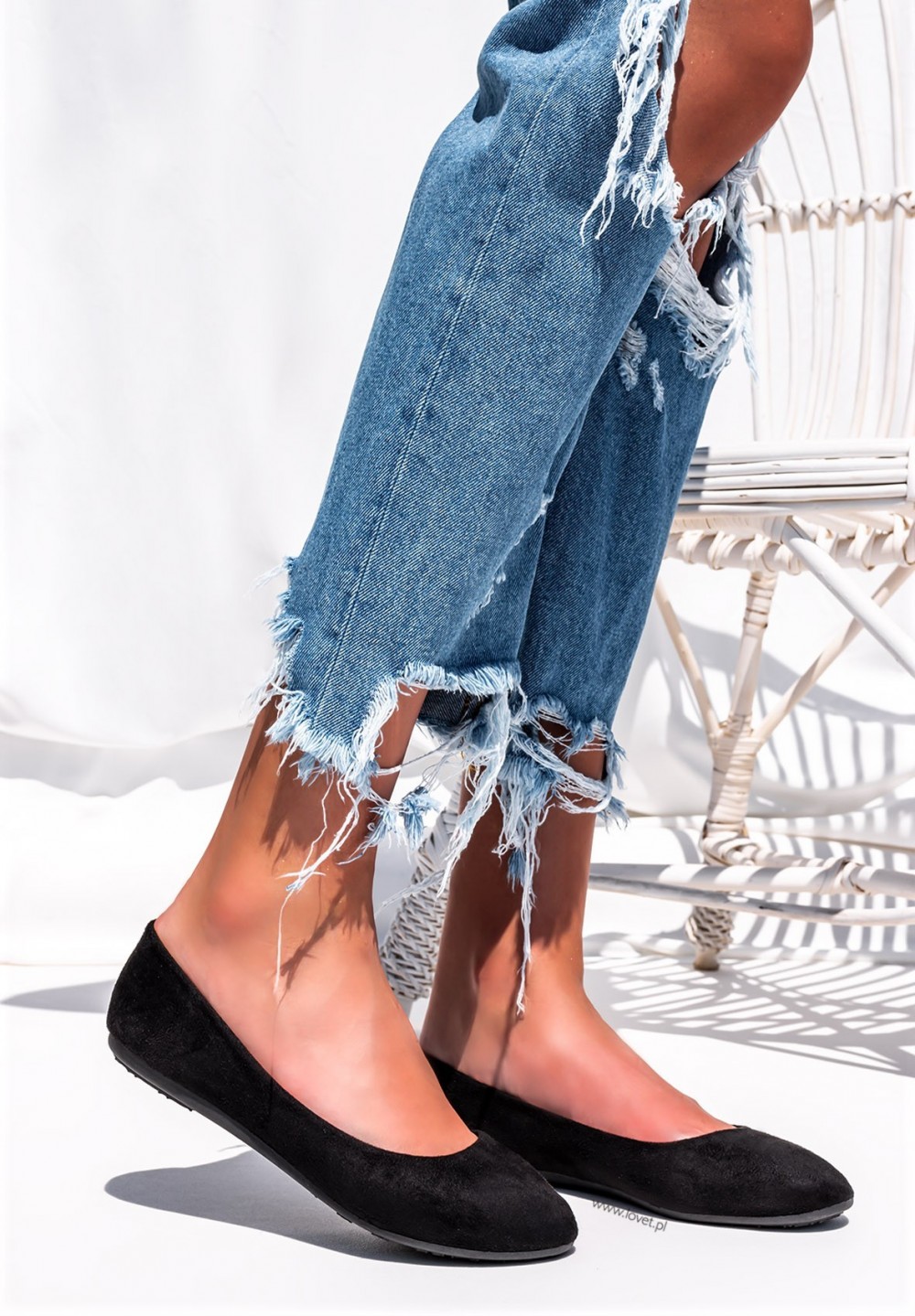 Baleriny Zamszowe Czarne Mili