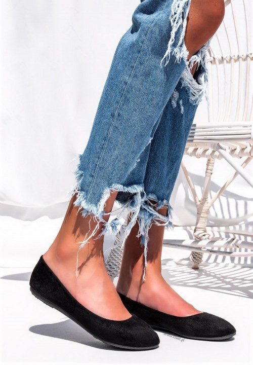 Baleriny Zamszowe Czarne Mili