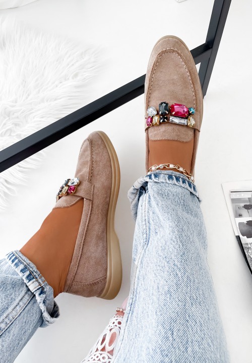 Mokasyny Beżowe Z Kamyczkami Chita