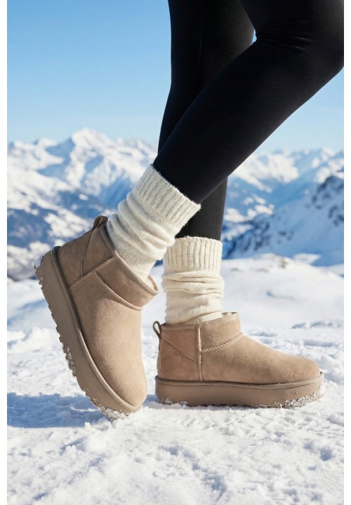 Śniegowce Beżowe Zamsz Naturalny Elza