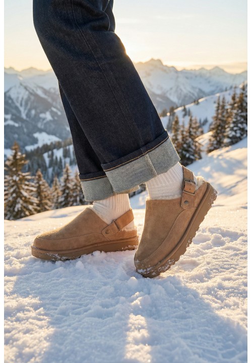 Chodaki Beżowe Ocieplane Typu Mule Iva