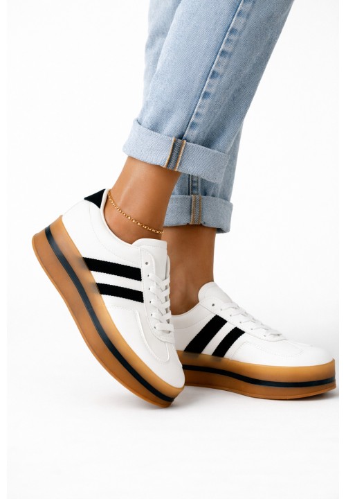Białe Sneakersy na Platformie Niko