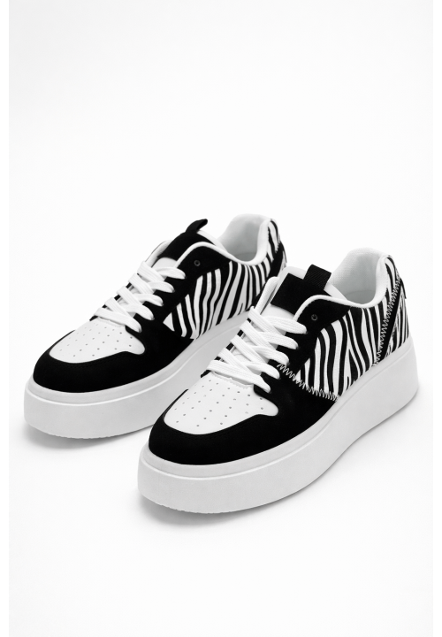 Biało-czarne Sneakersy we Wzór Zebry...