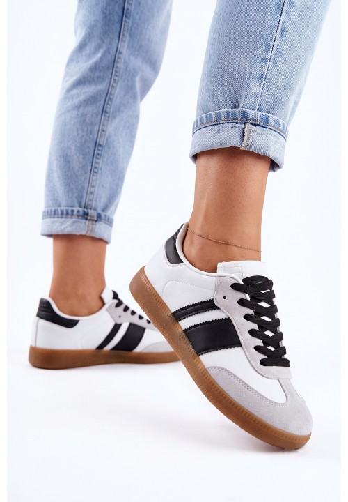 Trampki Sneakersy Białe Z Czarnymi...