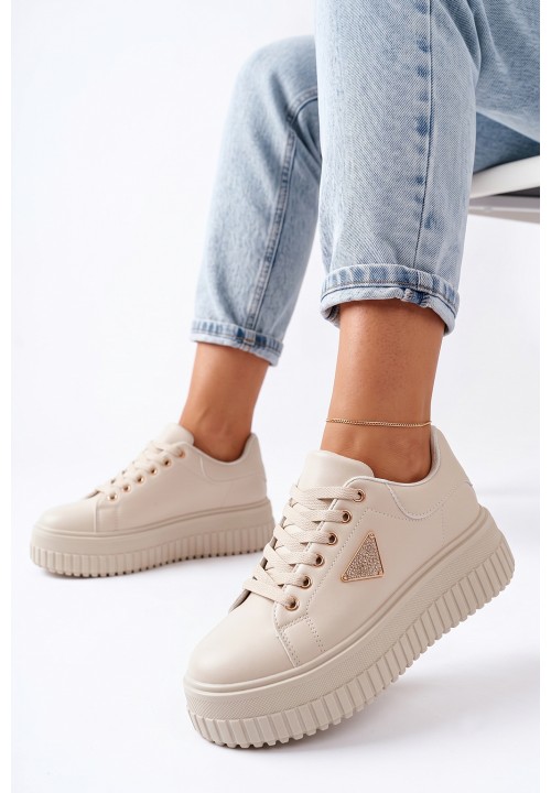 Trampki Sneakersy Beżowe Na...