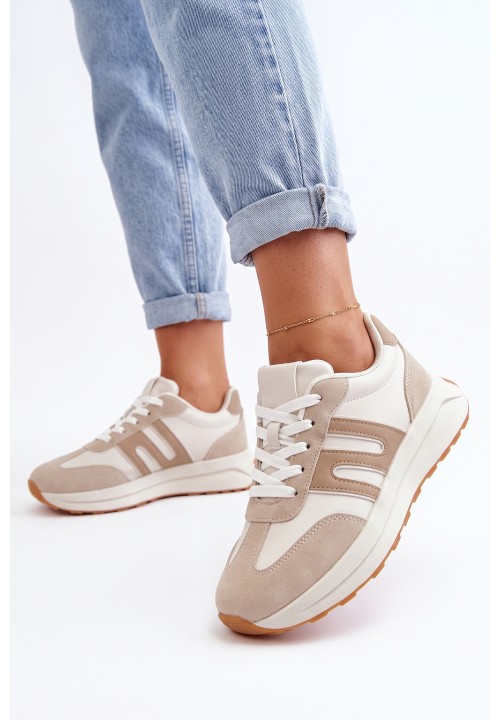 Trampki Sneakersy Biało Beżowe Ofelia